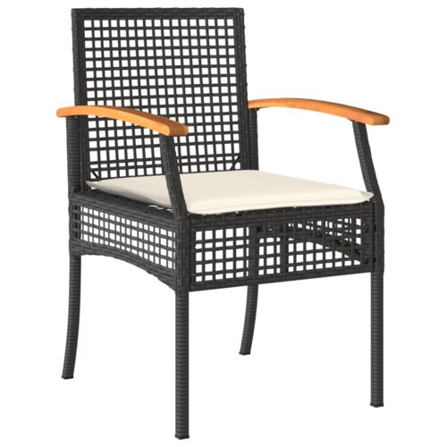 5-Piece Garden Dining Set with Cushions Black Poly Rattan - Image 3