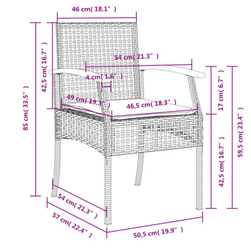 5-Piece Garden Dining Set with Cushions Black Poly Rattan - Image 8