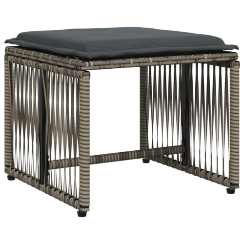 7-Piece Garden Dining Set with Cushions Grey Poly Rattan - Image 4