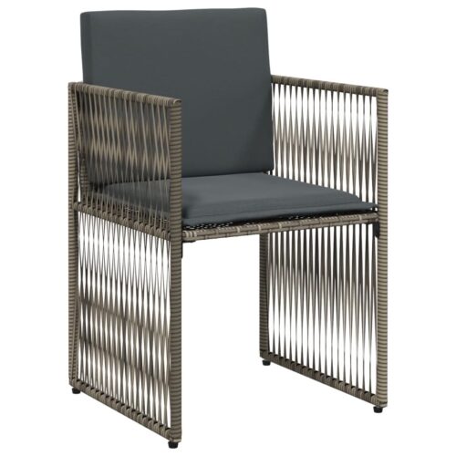 7-Piece Garden Dining Set with Cushions Grey Poly Rattan - Image 5