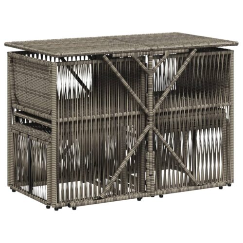 7-Piece Garden Dining Set with Cushions Grey Poly Rattan - Image 7