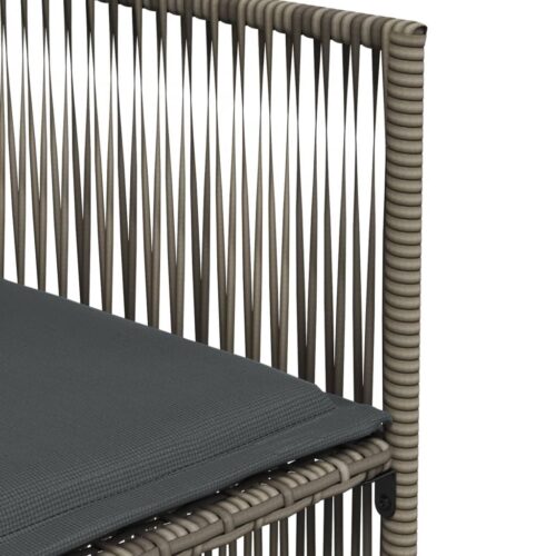 7-Piece Garden Dining Set with Cushions Grey Poly Rattan - Image 9