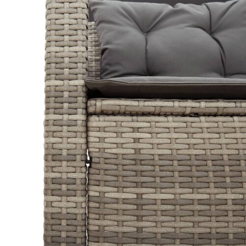 Garden Sofa with Table Cushions L-Shaped Grey Poly Rattan - Image 9
