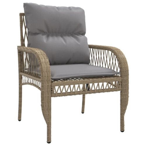 4-Piece Garden Sofa Set with Cushions Beige Poly Rattan - Image 5