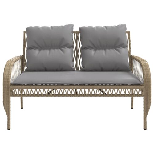 4-Piece Garden Sofa Set with Cushions Beige Poly Rattan - Image 7