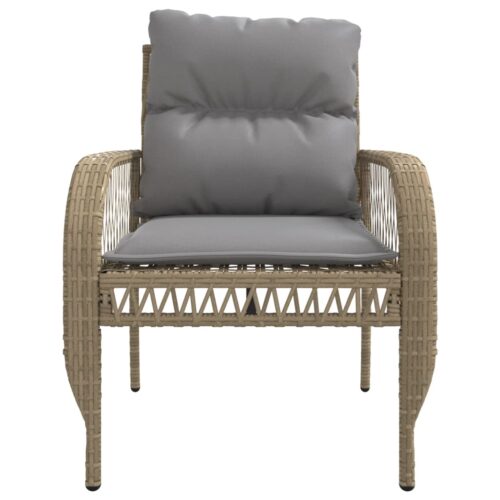 4-Piece Garden Sofa Set with Cushions Beige Poly Rattan - Image 8