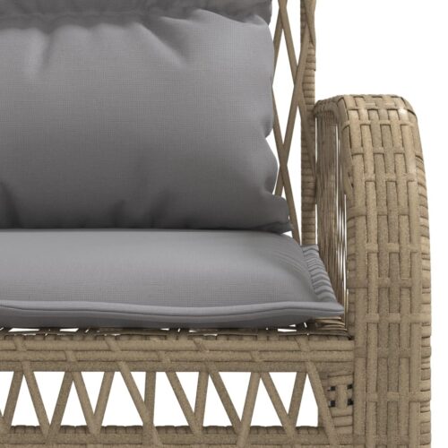4-Piece Garden Sofa Set with Cushions Beige Poly Rattan - Image 10