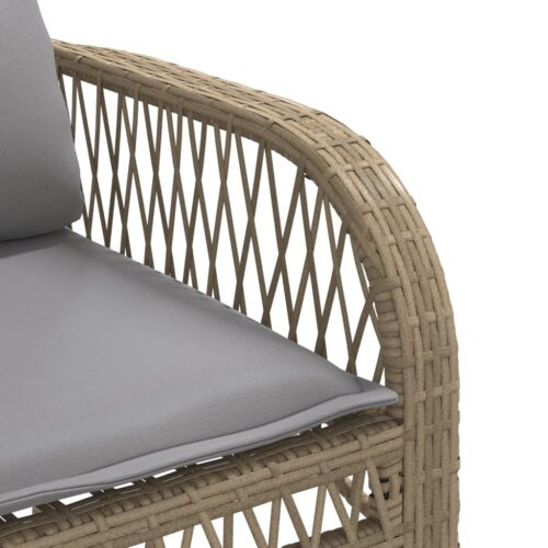 4-Piece Garden Sofa Set with Cushions Beige Poly Rattan - Image 11