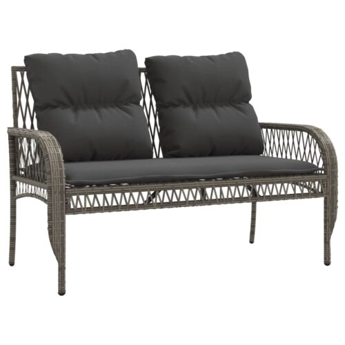 4-Piece Garden Sofa Set with Cushions Grey Poly Rattan - Image 4