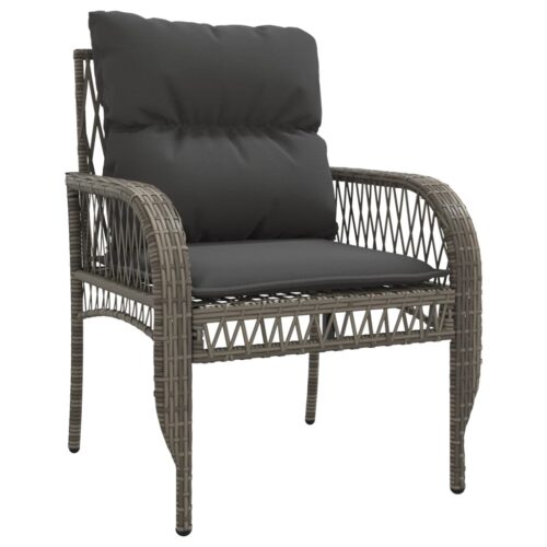 4-Piece Garden Sofa Set with Cushions Grey Poly Rattan - Image 5