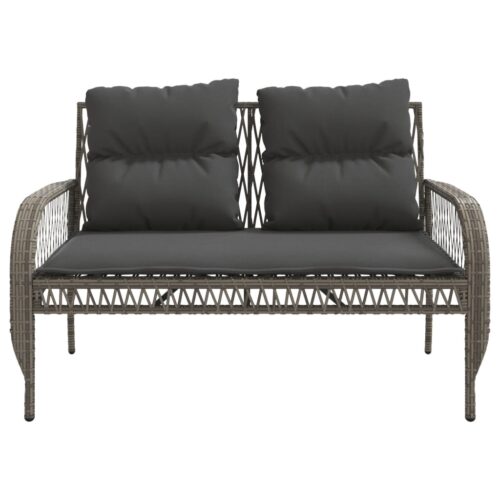 4-Piece Garden Sofa Set with Cushions Grey Poly Rattan - Image 7