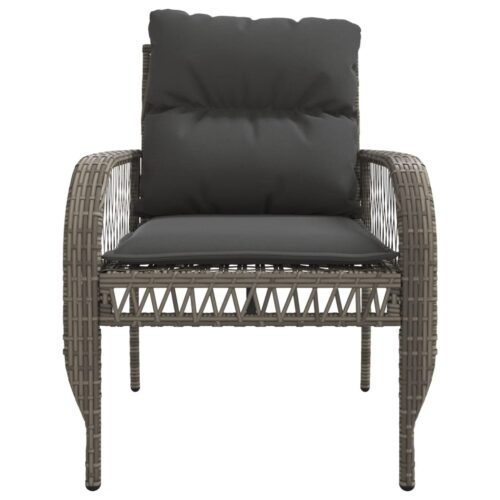 4-Piece Garden Sofa Set with Cushions Grey Poly Rattan - Image 8