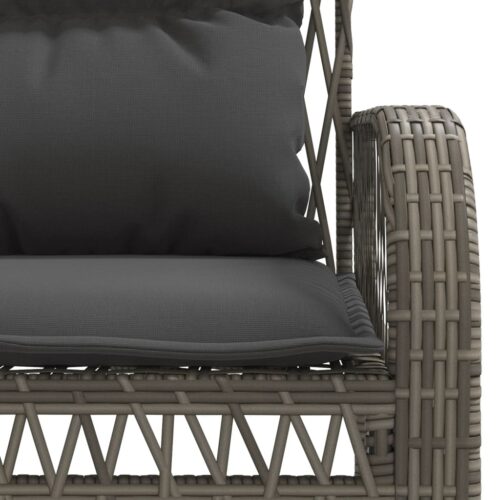 4-Piece Garden Sofa Set with Cushions Grey Poly Rattan - Image 10