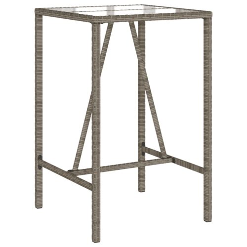 3-Piece Garden Bar Set with Cushions Grey Poly Rattan - Image 5