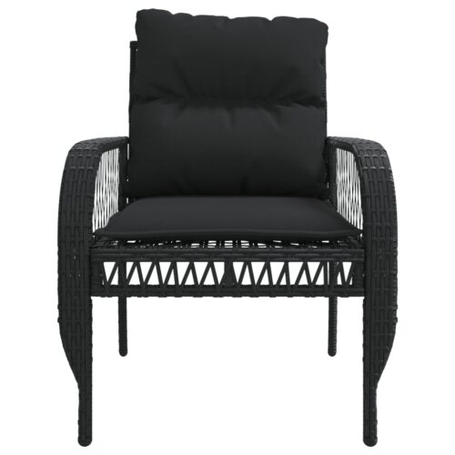 4-Piece Garden Sofa Set with Cushions Black Poly Rattan - Image 8