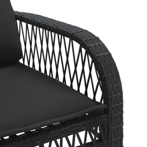 4-Piece Garden Sofa Set with Cushions Black Poly Rattan - Image 11