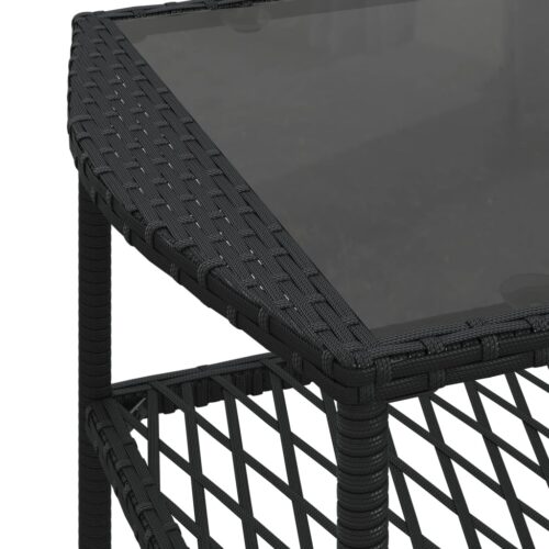 4-Piece Garden Sofa Set with Cushions Black Poly Rattan - Image 12