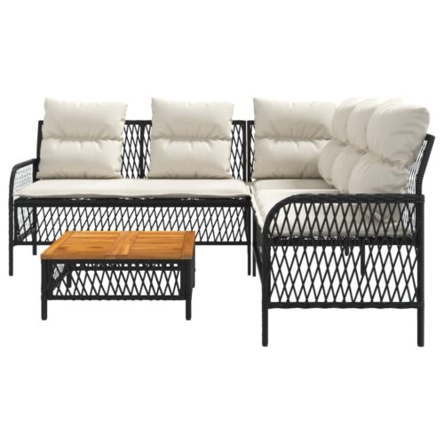 2-Piece Garden Sofa Set with Cushions Black Poly Rattan - Image 5
