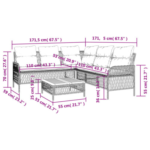 2-Piece Garden Sofa Set with Cushions Black Poly Rattan - Image 11