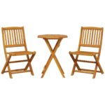 3-Piece Folding Bistro Set Solid Wood Acacia