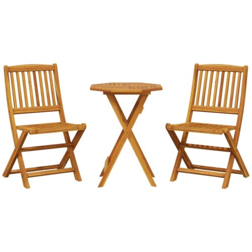 3-Piece Folding Bistro Set Solid Wood Acacia