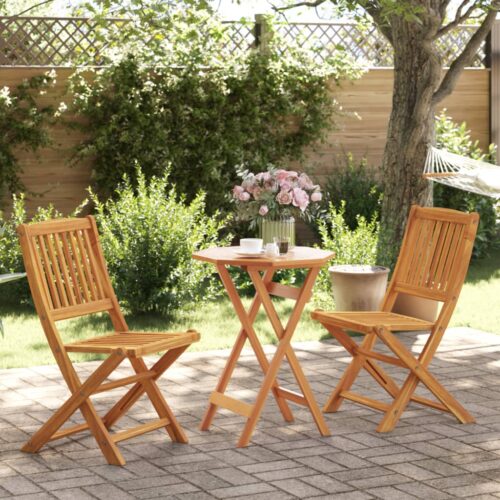 3-Piece Folding Bistro Set Solid Wood Acacia - Image 2