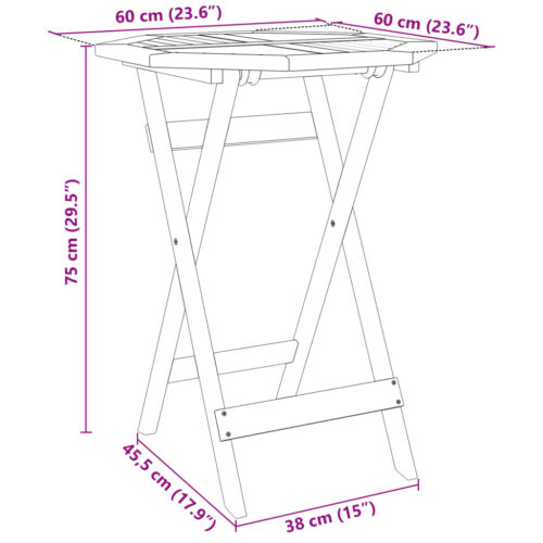 3-Piece Folding Bistro Set Solid Wood Acacia - Image 9