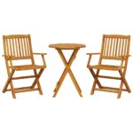 3-Piece Folding Bistro Set Solid Wood Acacia