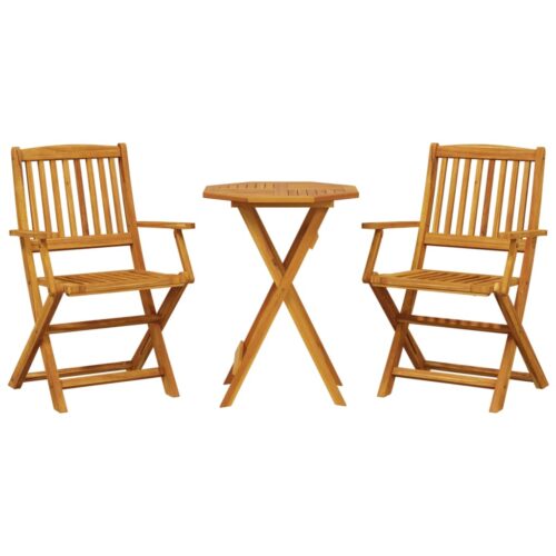 3-Piece Folding Bistro Set Solid Wood Acacia
