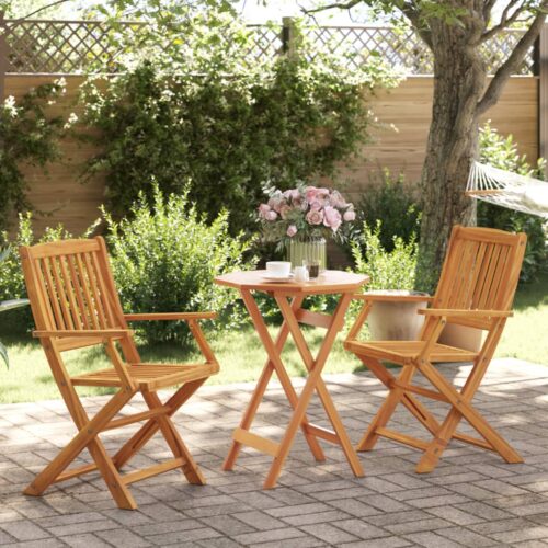 3-Piece Folding Bistro Set Solid Wood Acacia - Image 2