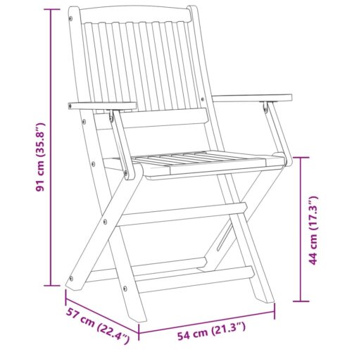 3-Piece Folding Bistro Set Solid Wood Acacia - Image 10