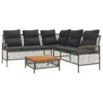 2-Piece Garden Sofa Set with Cushions Grey Poly Rattan