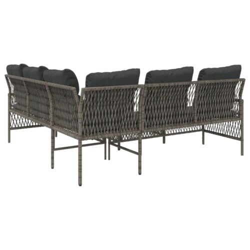 2-Piece Garden Sofa Set with Cushions Grey Poly Rattan - Image 7