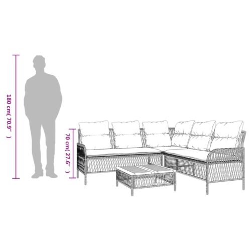 2-Piece Garden Sofa Set with Cushions Grey Poly Rattan - Image 10