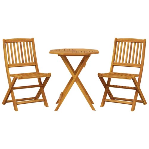 3-Piece Folding Bistro Set Solid Wood Acacia