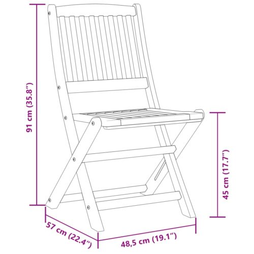 3-Piece Folding Bistro Set Solid Wood Acacia - Image 10