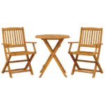 3-Piece Folding Bistro Set Solid Wood Acacia