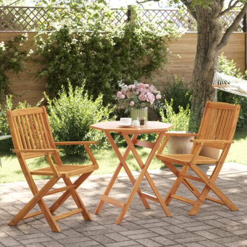 3-Piece Folding Bistro Set Solid Wood Acacia - Image 2