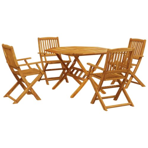 5-Piece Folding Garden Dining Set Solid Wood Acacia