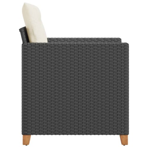 Garden Chair with Cushions Black Poly Rattan - Image 5