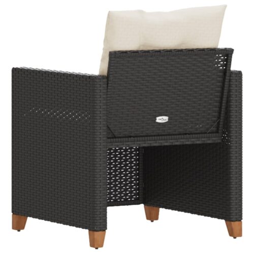 Garden Chair with Cushions Black Poly Rattan - Image 6