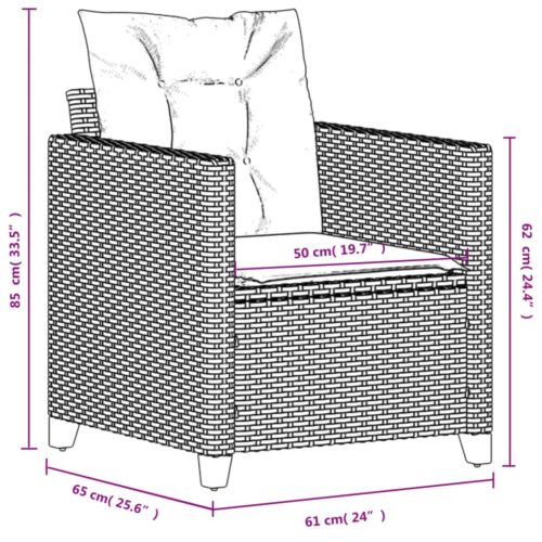 Garden Chair with Cushions Black Poly Rattan - Image 8