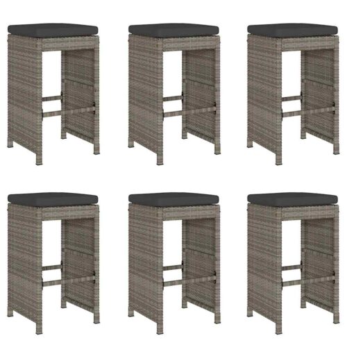 6x Garden Bar Stools with Cushions Wicker Rattan Outdoor Patio Dining Chairs - Image 10
