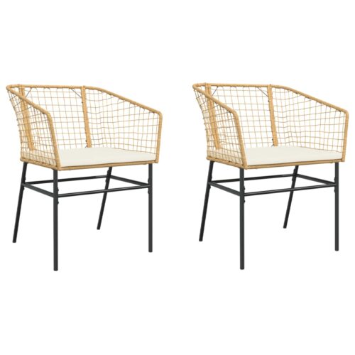Garden Chairs 2pcs with Cushions Brown Poly Rattan - Image 11