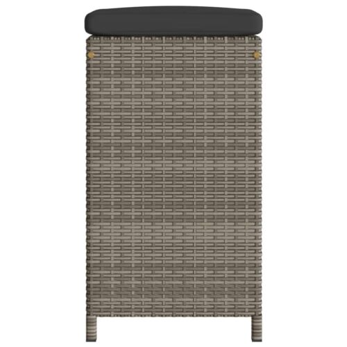 2x Garden Bar Stools with Cushions Grey Wicker Rattan Outdoor Patio Dining Chairs - Image 5