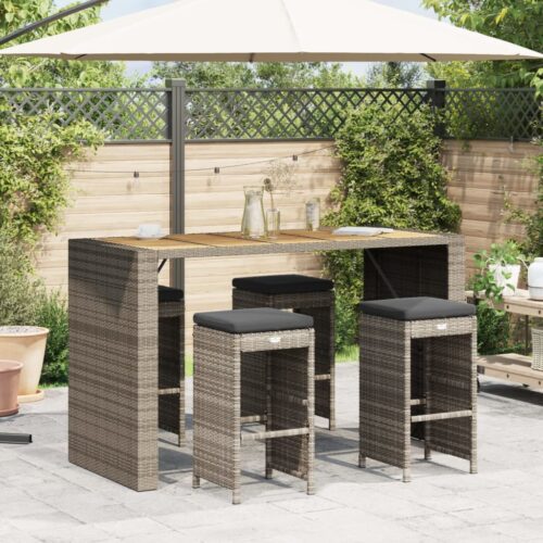 4x Garden Bar Stools with Cushions Wicker Rattan Outdoor Patio Dining Chairs - Image 2