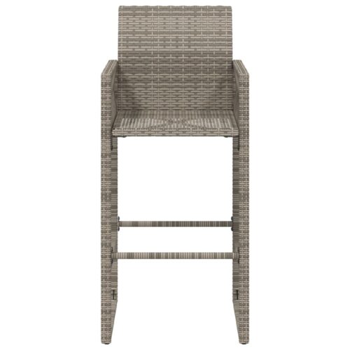 2x Garden Bar Stools Grey Wicker Rattan Outdoor Patio Dining Chairs - Image 5