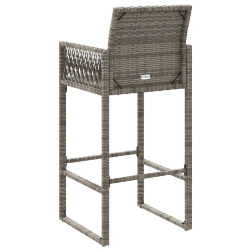 2x Garden Bar Stools Grey Wicker Rattan Outdoor Patio Dining Chairs - Image 7
