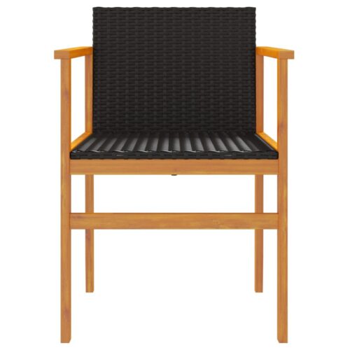 Garden Chairs 2pcs Black Poly Rattan Solid Wood - Image 5