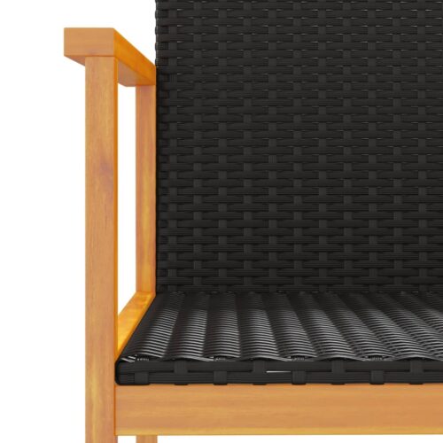 Garden Chairs 2pcs Black Poly Rattan Solid Wood - Image 8